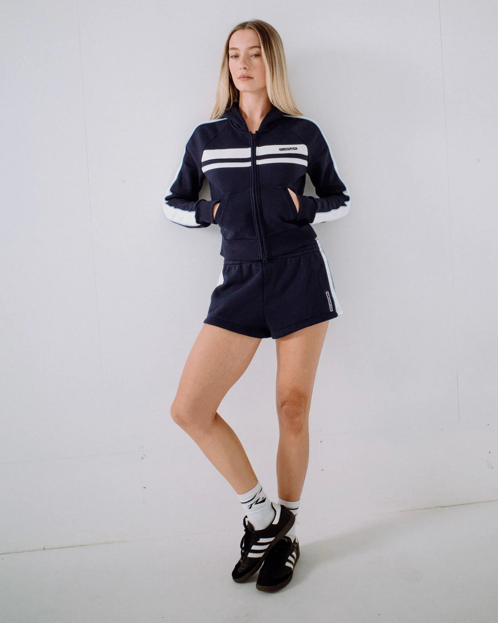Rusty Retro Lines Zip Through Fleece Hoodie