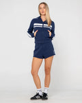 Rusty Retro Lines Zip Through Fleece Hoodie