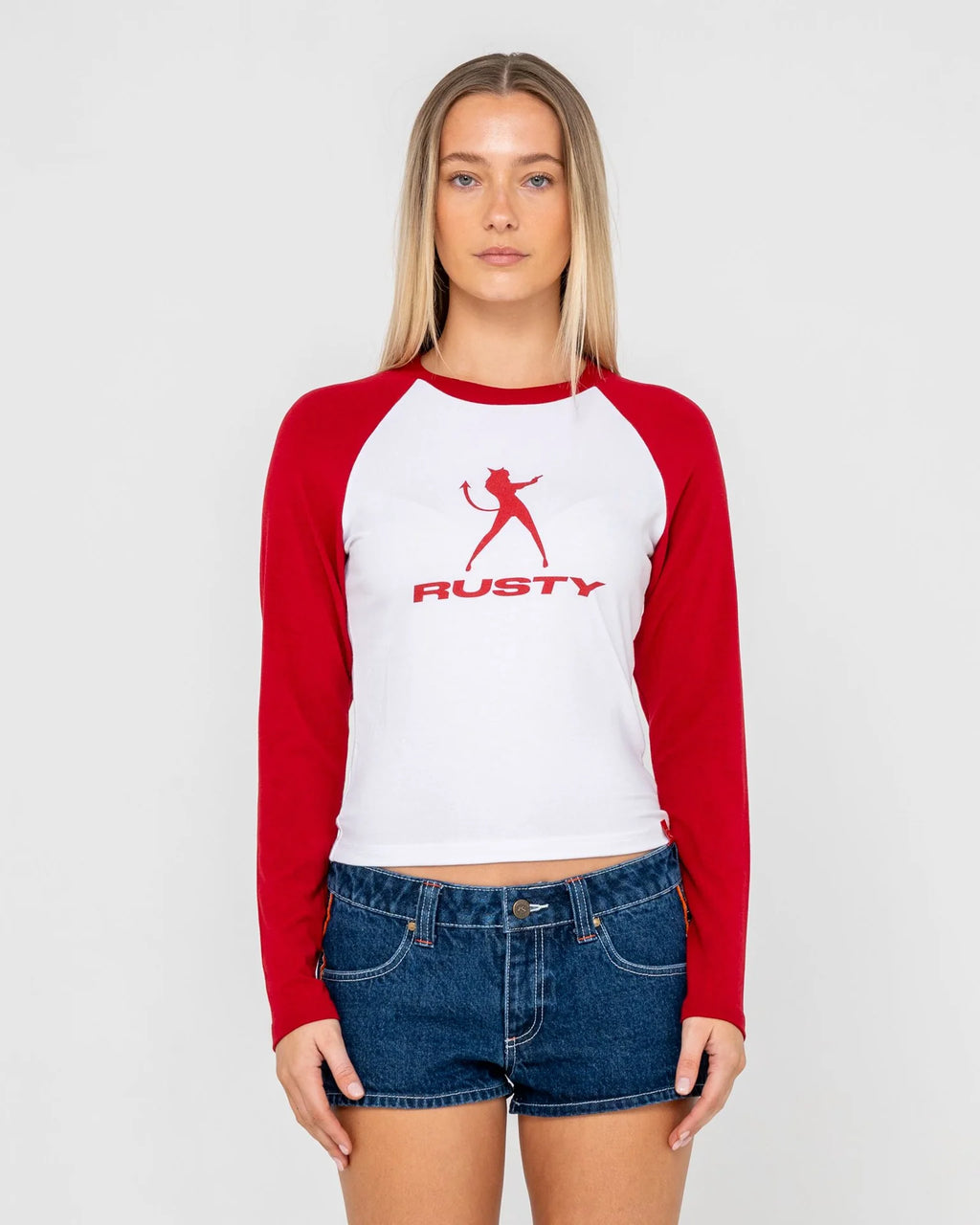 Rusty Devil Raglan Long Sleeve Tee