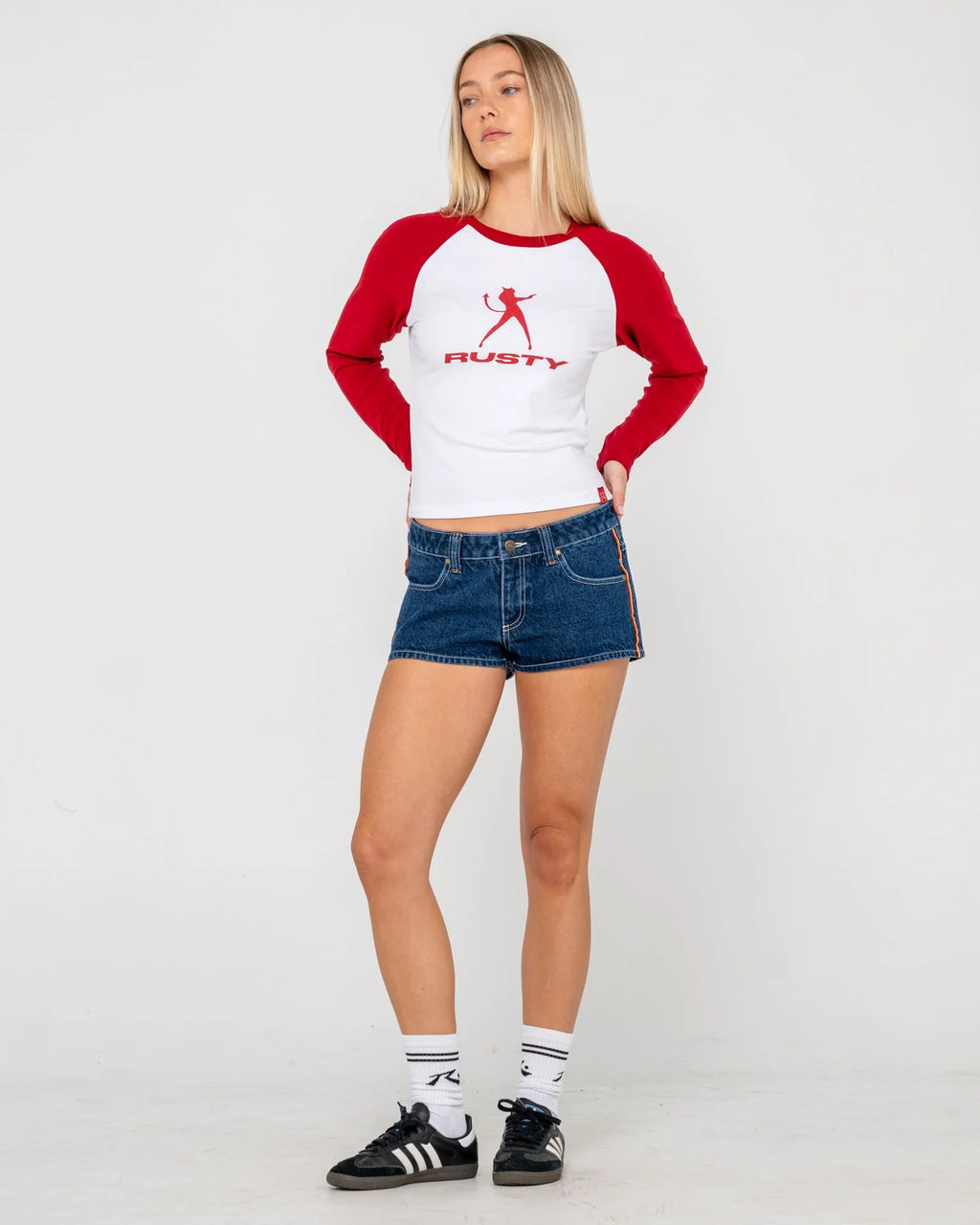 Rusty Devil Raglan Long Sleeve Tee