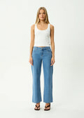 Afends Alyra Low Rise Wide Leg Jean Worn Blue