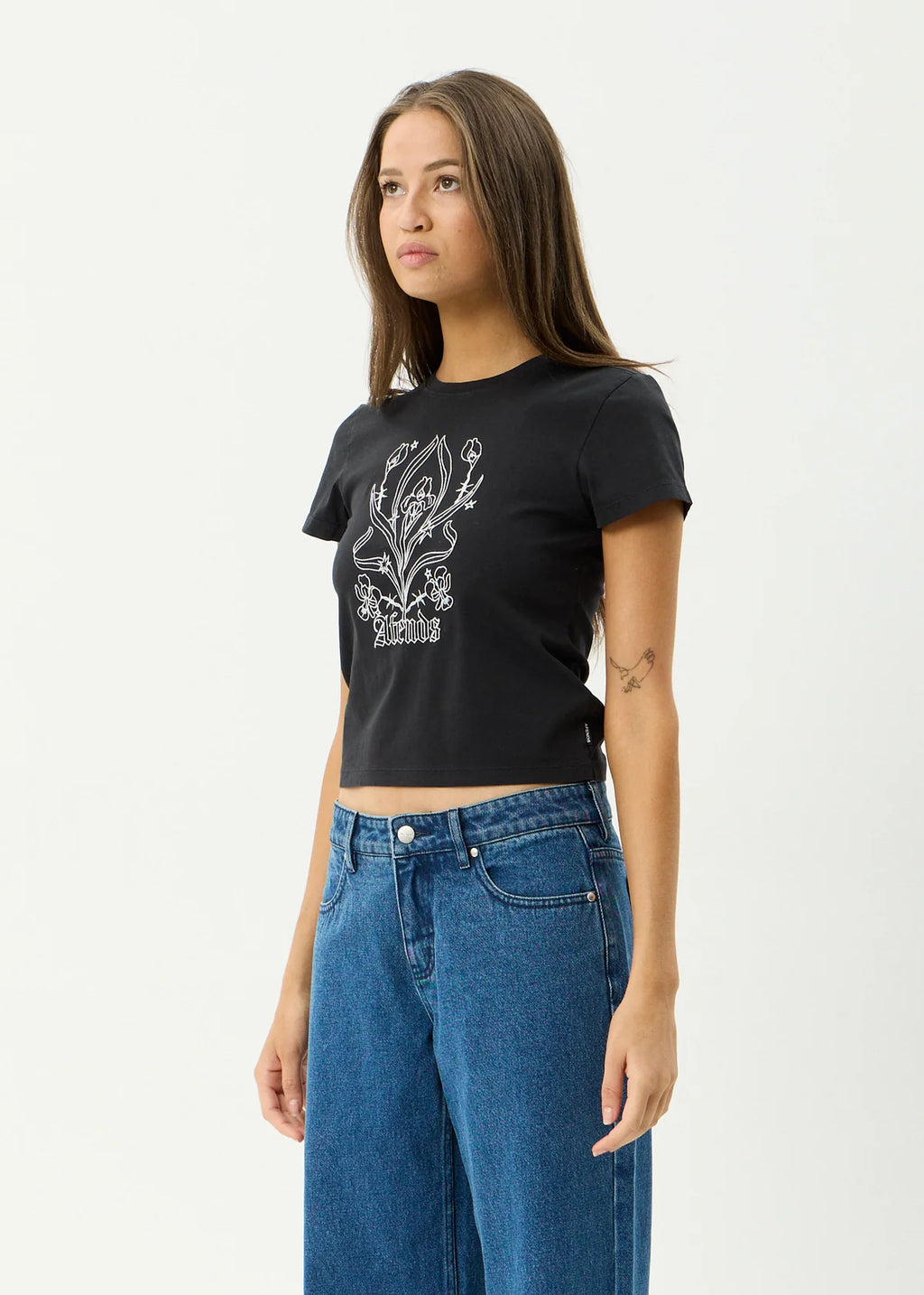 Afends Good Nature Recycled Baby Tee Stone Black