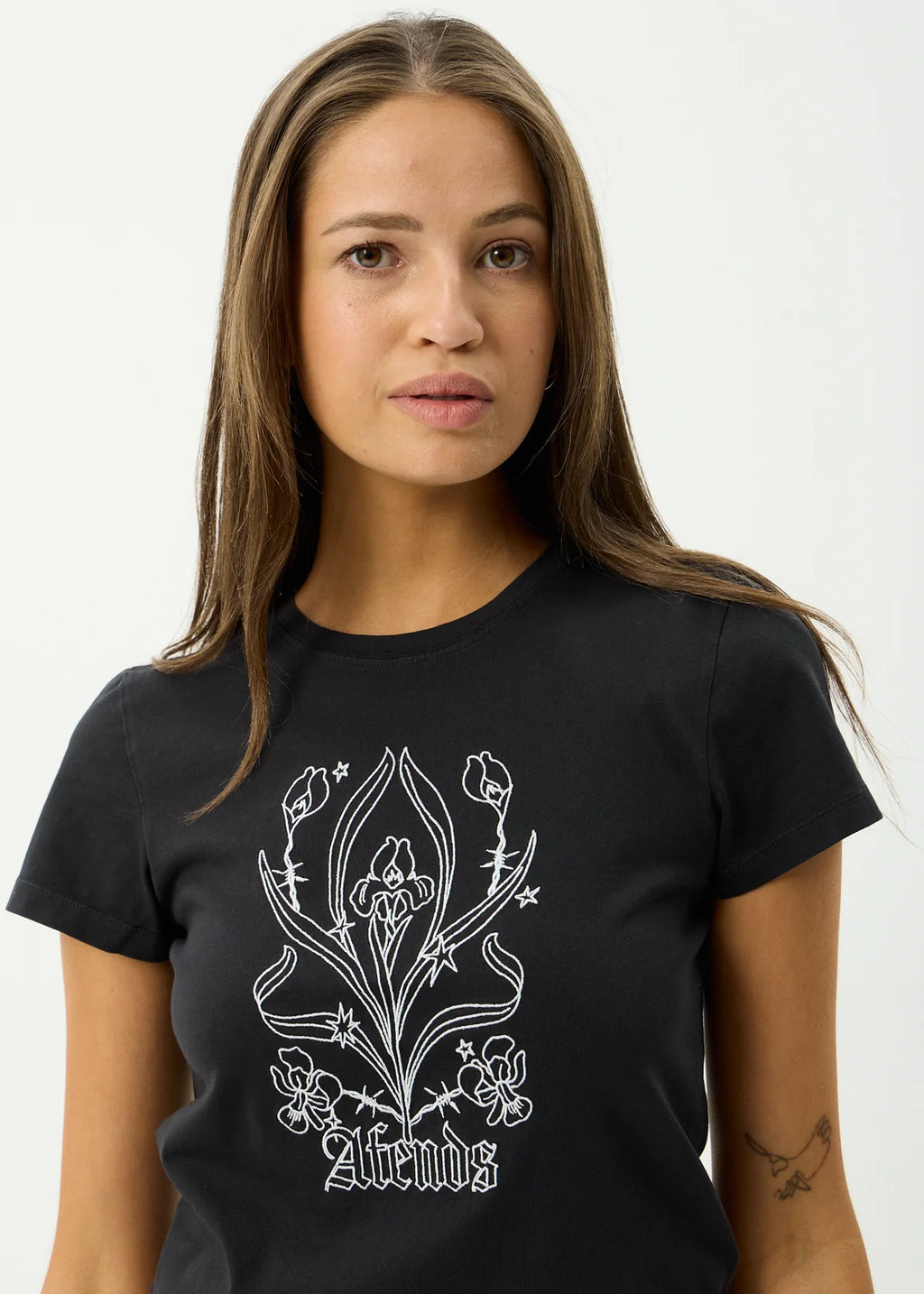 Afends Good Nature Recycled Baby Tee Stone Black