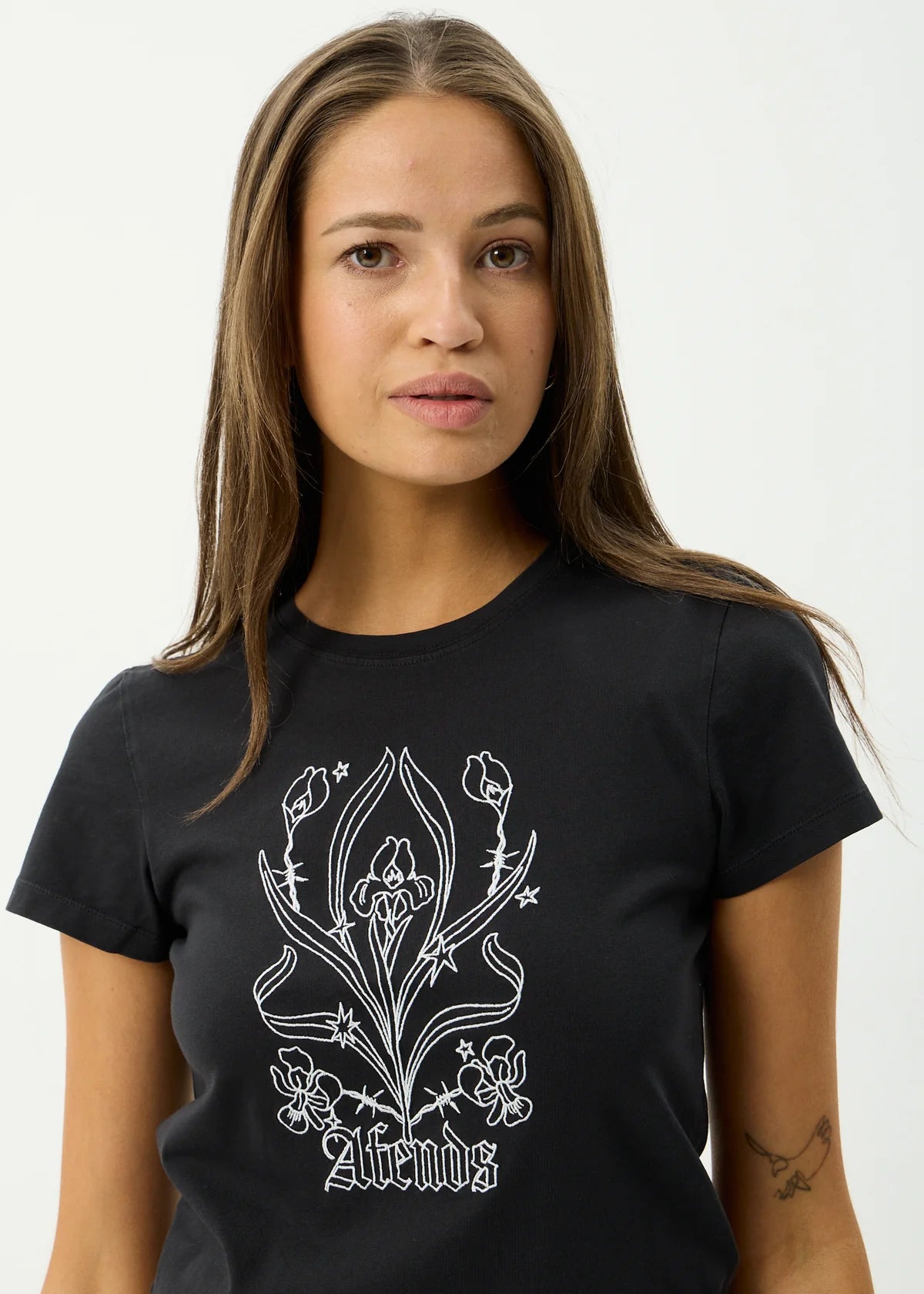 Afends Good Nature Recycled Baby Tee Stone Black
