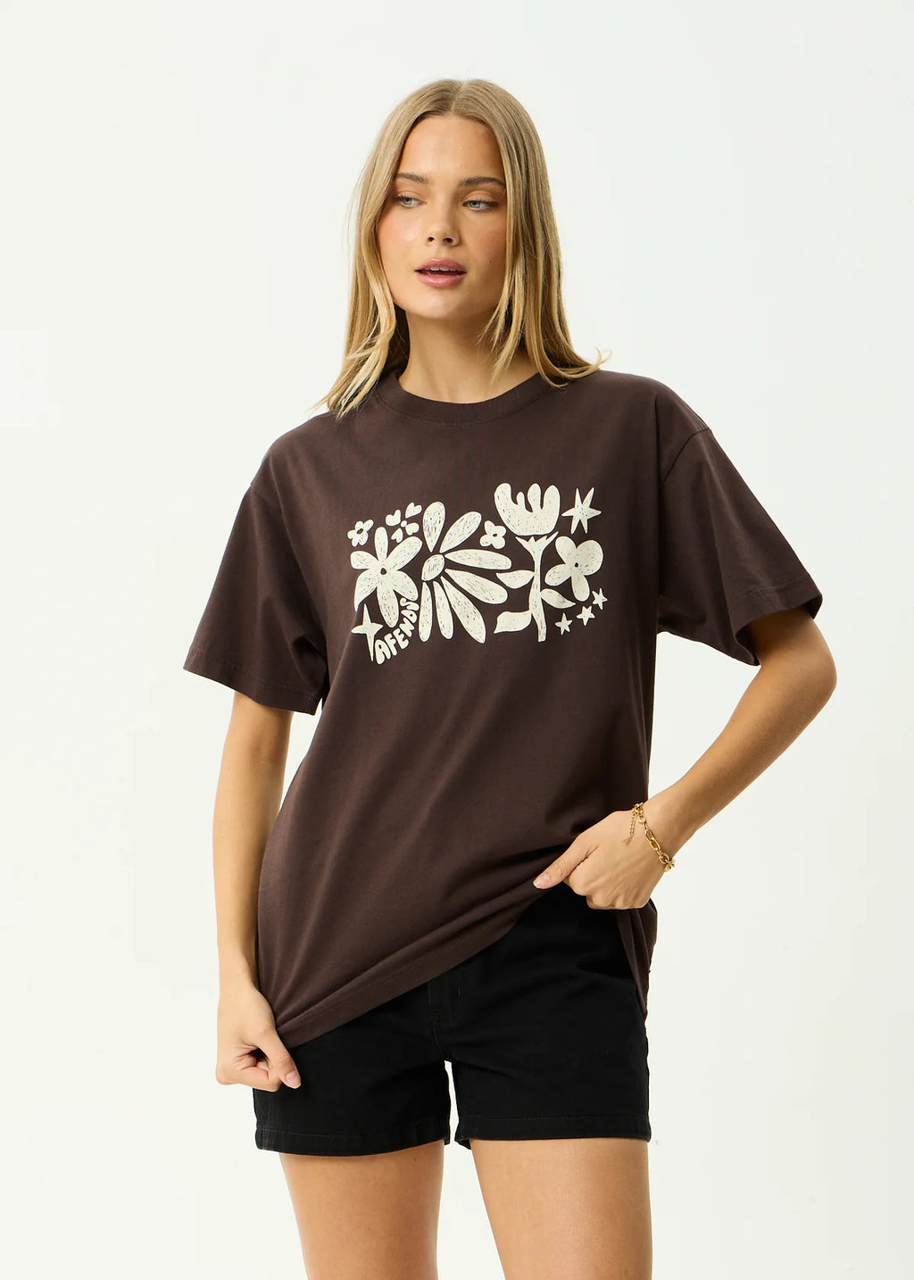 Afends Garden Variety Recycled Oversized Tee Coffee