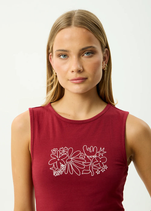 Afends Garden Variety Recycled Tank Burgundy