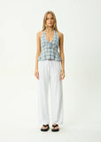 Afends Lagoon Hemp Seersucker Halter Top - Overcast Check