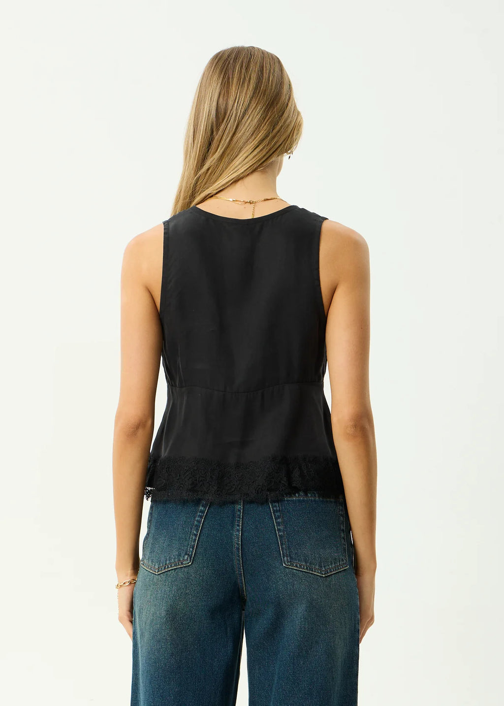 Afends Sinclair Cupro Tie Top Black