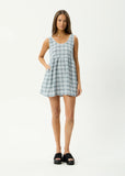 Afends Lagoon Jesse Hemp Seersucker Mini Dress Overcast Check