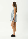 Afends Lagoon Jesse Hemp Seersucker Mini Dress Overcast Check