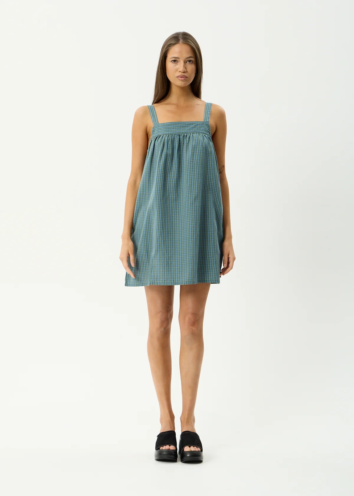 Afends Voyager Recycled Mini Dress Deep Olive Voyager