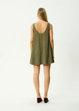 Afends Halle Linen Mini Dress Deep Olive