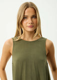 Afends Halle Linen Mini Dress Deep Olive
