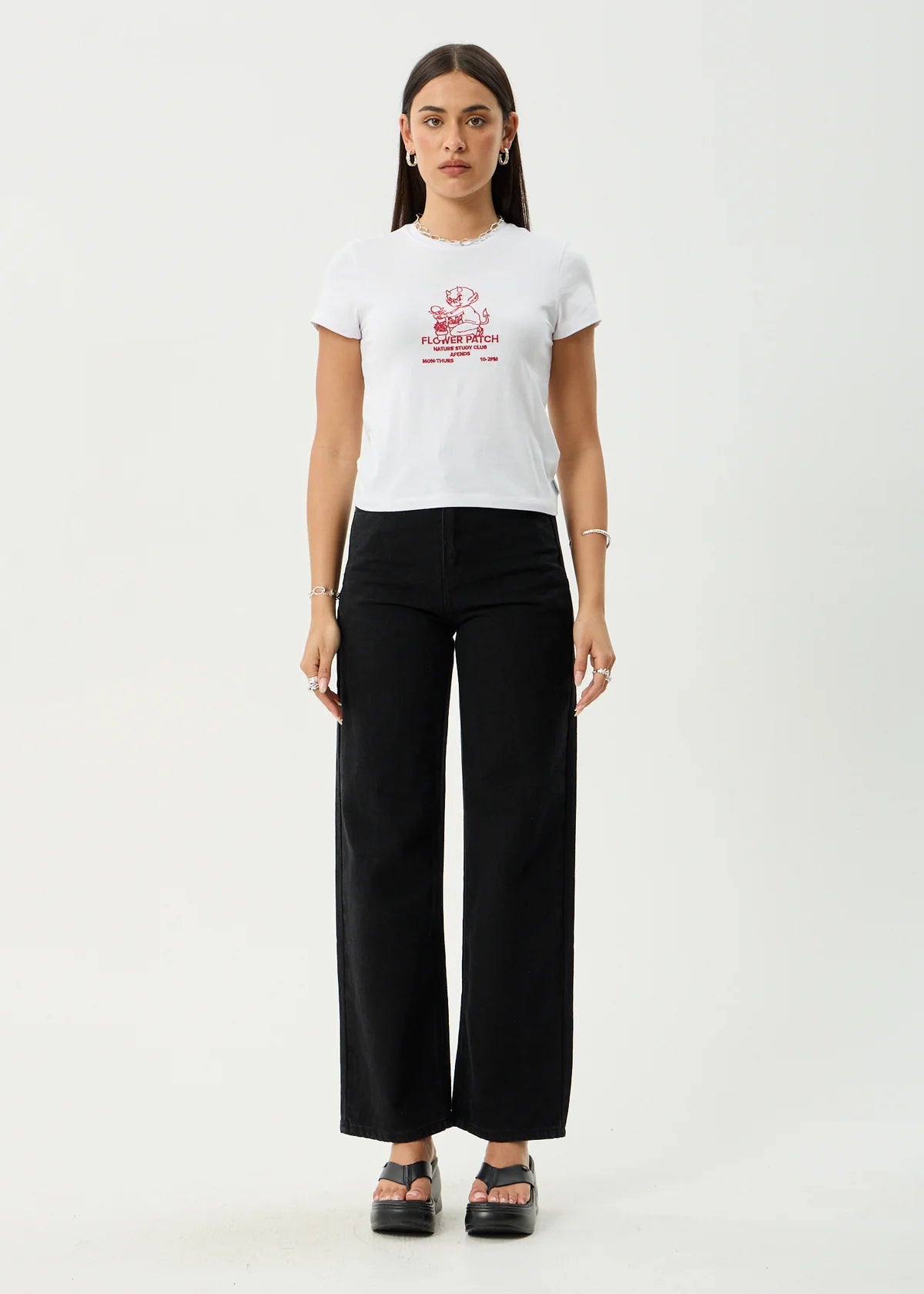 Afends Flower Patch Recycled Baby Tee - White