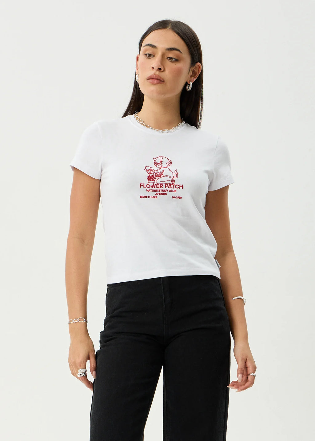 Afends Flower Patch Recycled Baby Tee - White