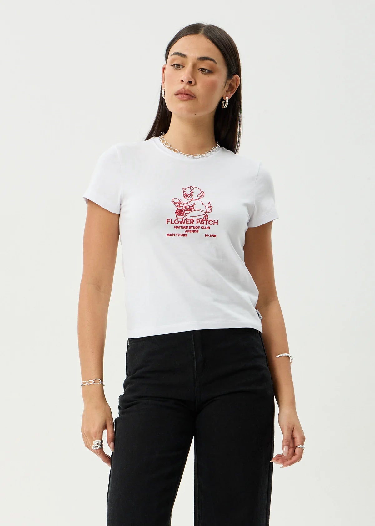 Afends Flower Patch Recycled Baby Tee - White