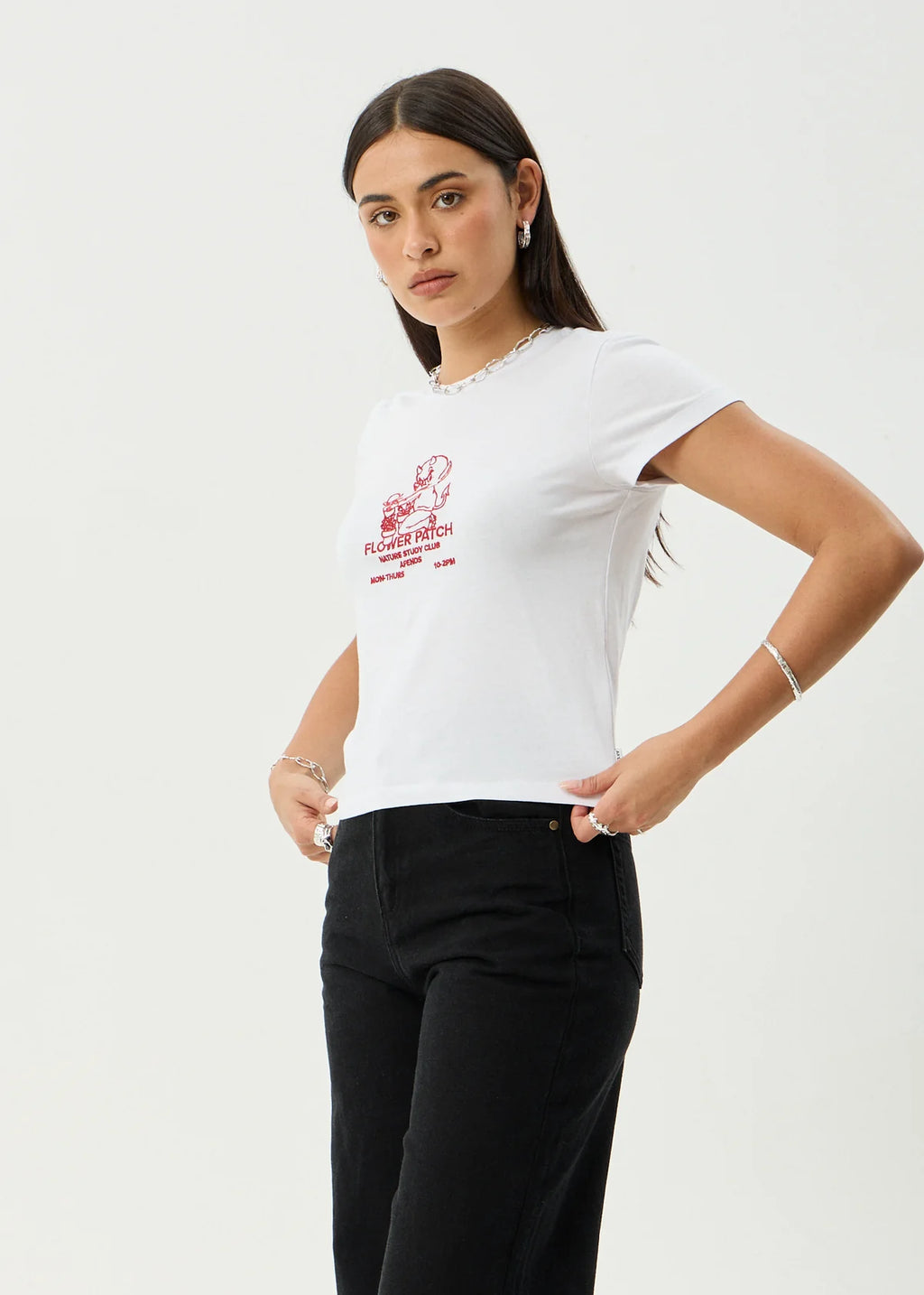 Afends Flower Patch Recycled Baby Tee - White