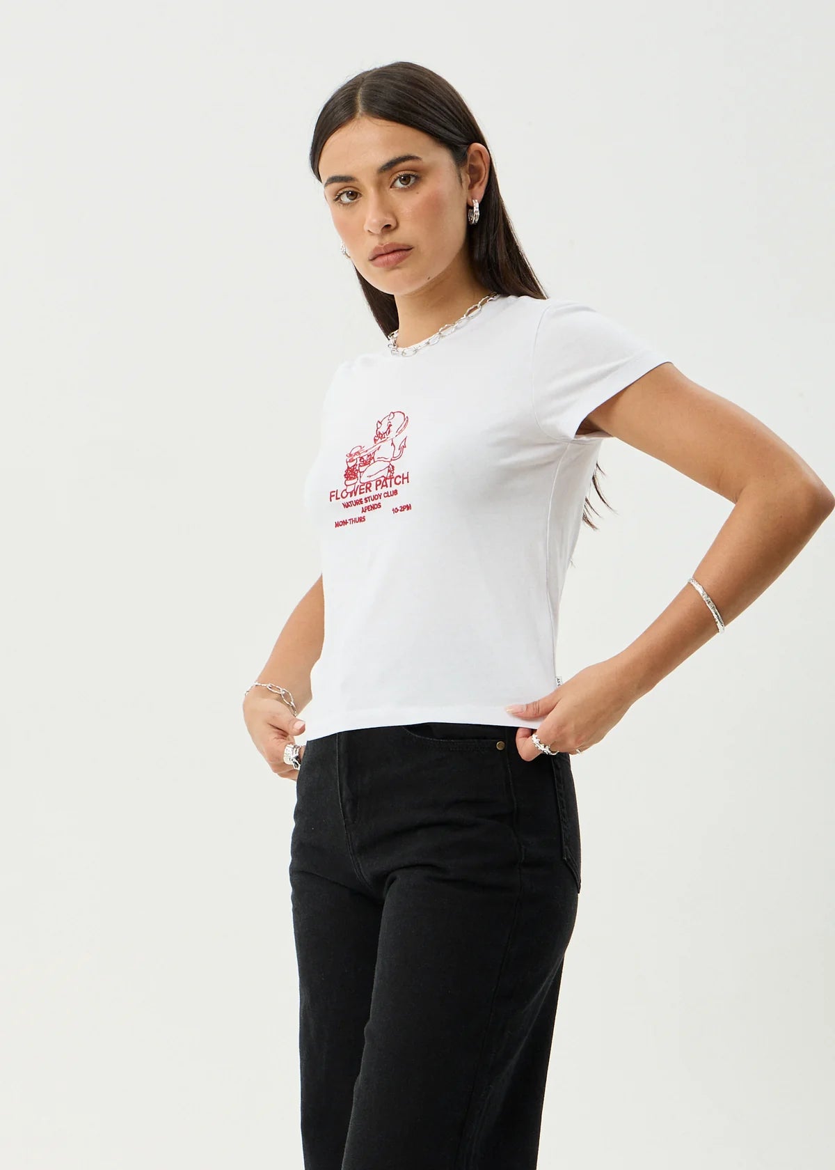 Afends Flower Patch Recycled Baby Tee - White