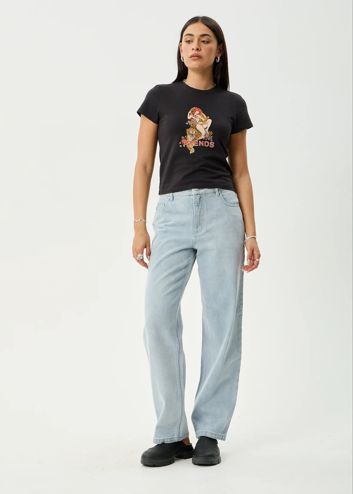 Afends Hellcat Baby Tee - Stone Black