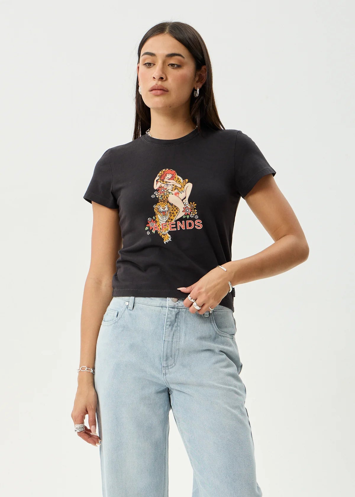 Afends Hellcat Baby Tee - Stone Black