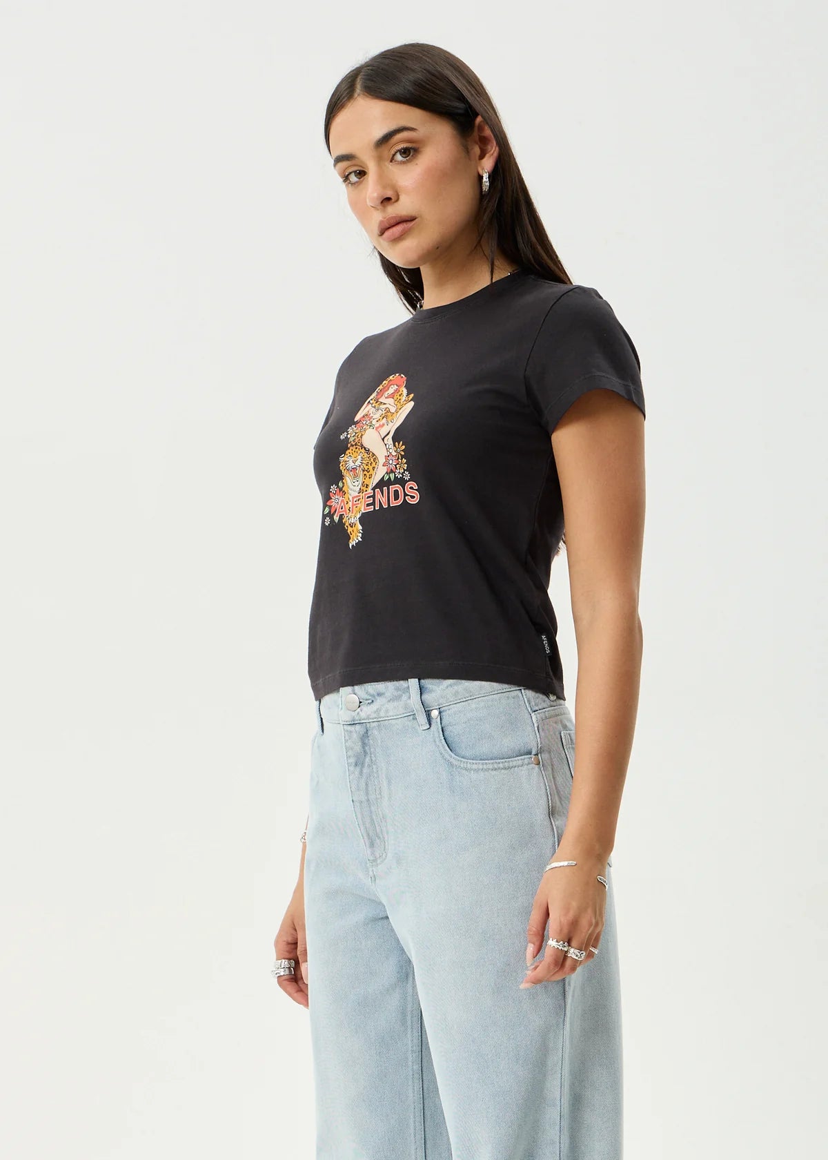 Afends Hellcat Baby Tee - Stone Black