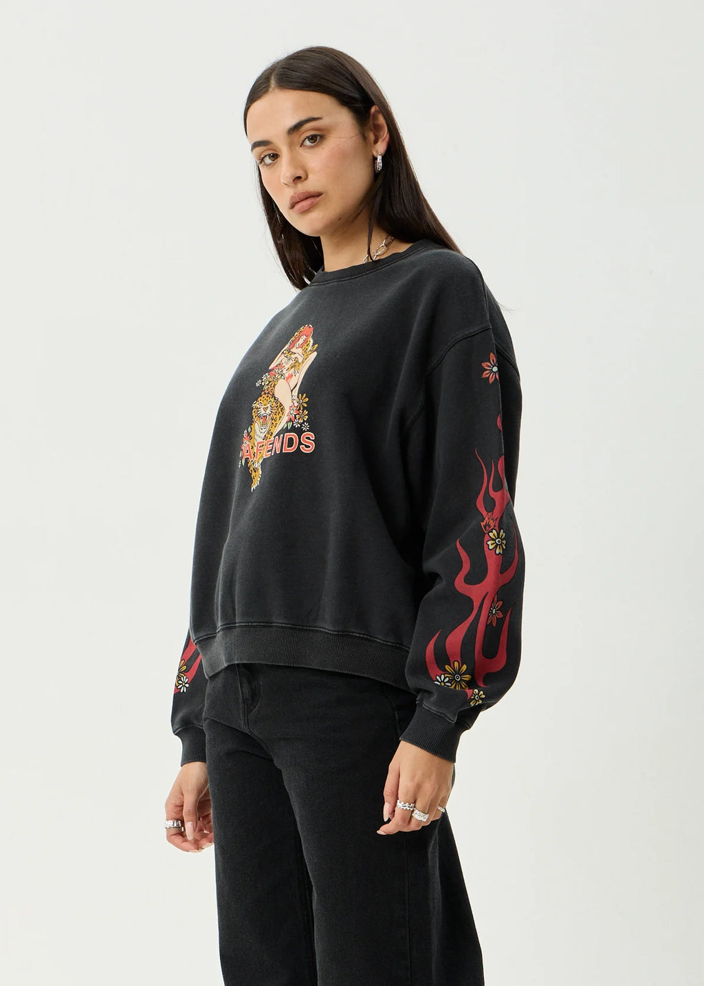 Afends Hellcat Recycled Crew Neck - Stone Black