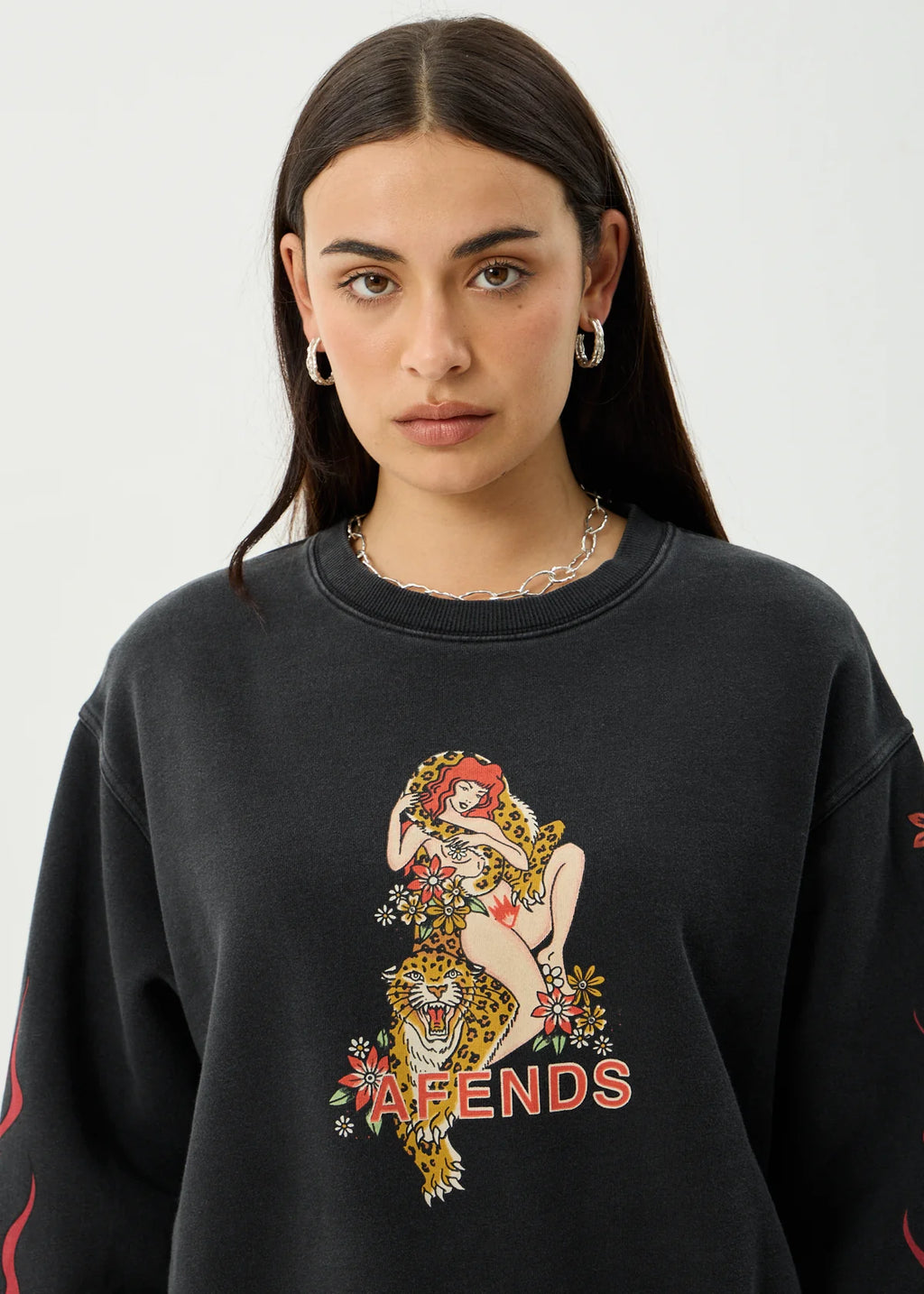 Afends Hellcat Recycled Crew Neck - Stone Black