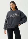 Afends Locket  Recycled Crew Neck - Charcoal
