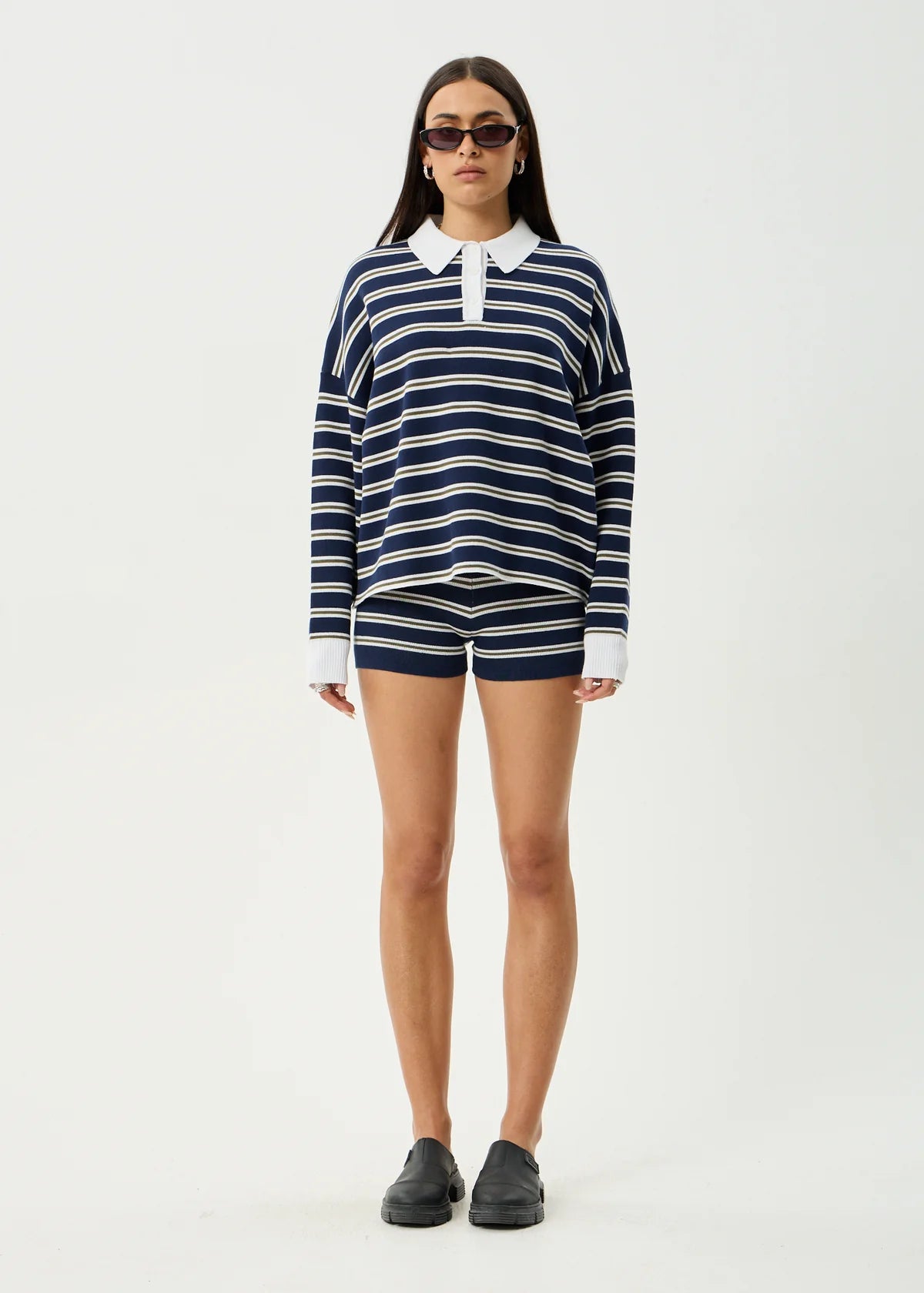 Afends Delta Recycled Knit Shirt - Navy Stripe