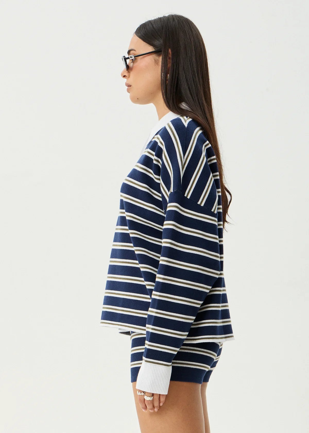 Afends Delta Recycled Knit Shirt - Navy Stripe