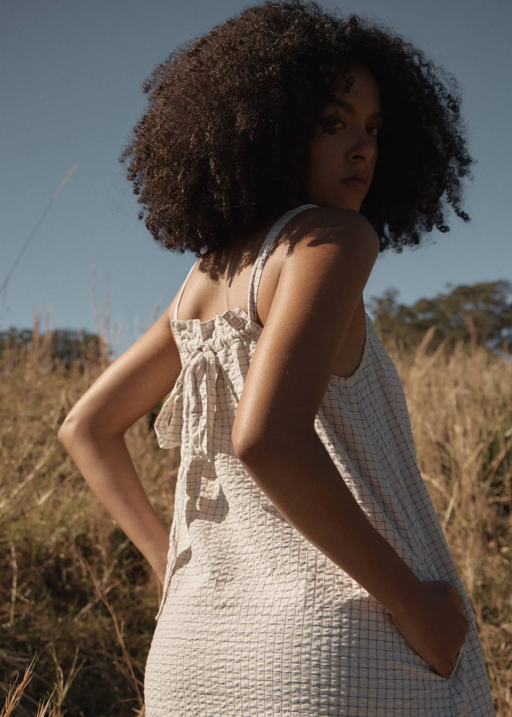 Afends Vania Reverb Organic Maxi Dress - Moonbeam Check