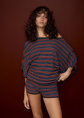 Afends Vance Organic Knit Batwing Top Club Stripe