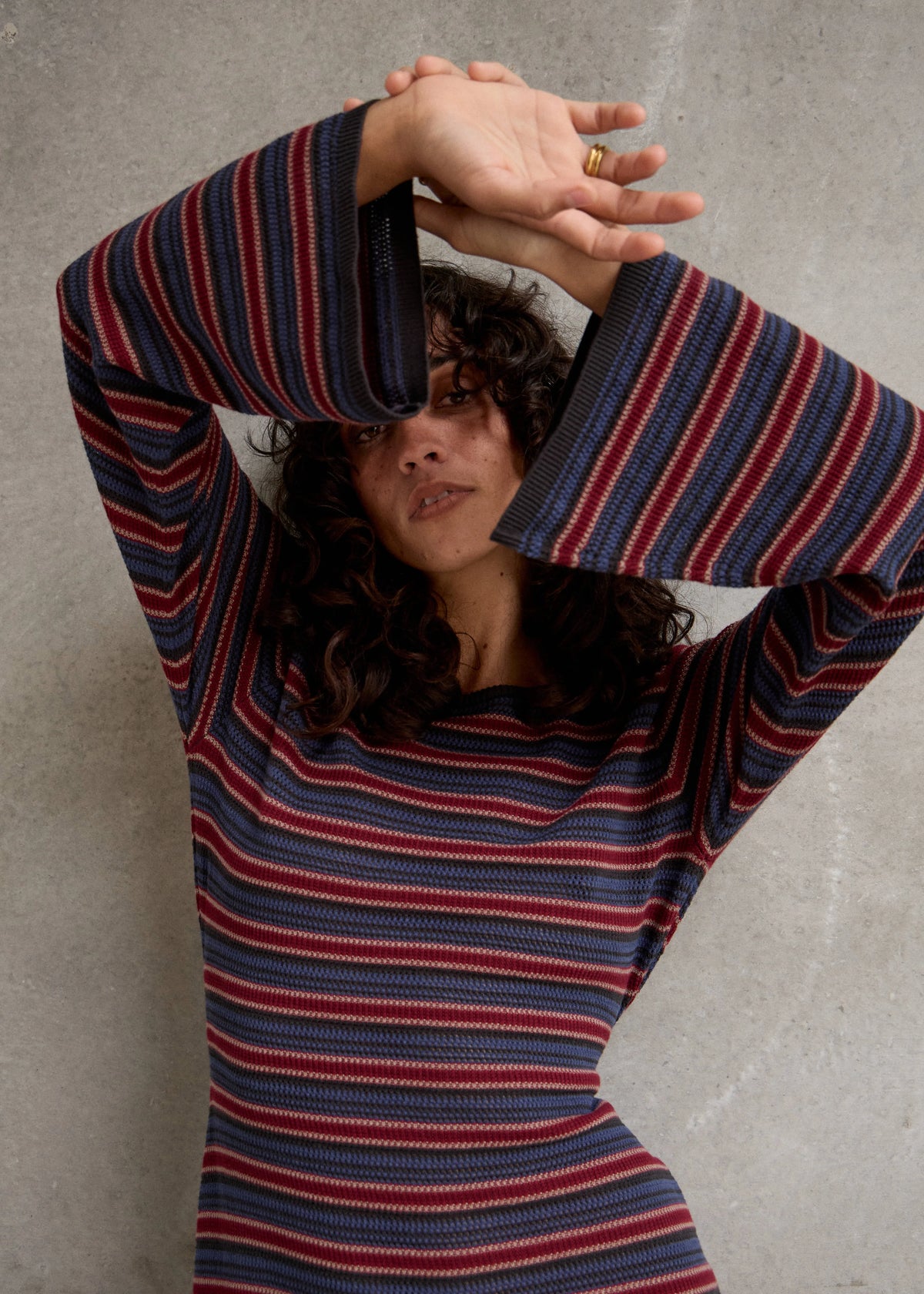 Afends Riley Organic Knit Mini Dress Club Stripe