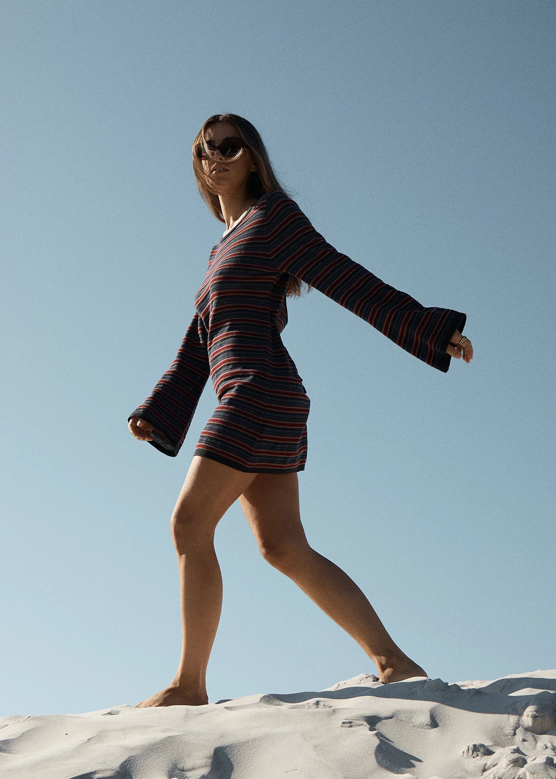 Afends Riley Organic Knit Mini Dress Club Stripe