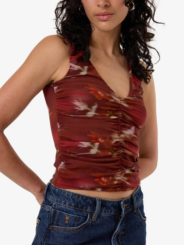 Thrills Rhapsody Floral Top Cabernet