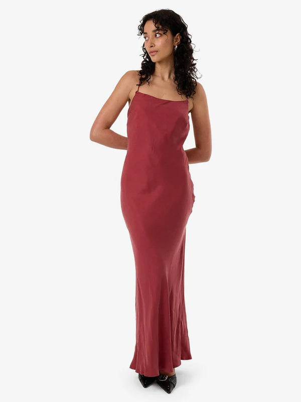 Thrills Blair Bias Slip Dress Cabernet