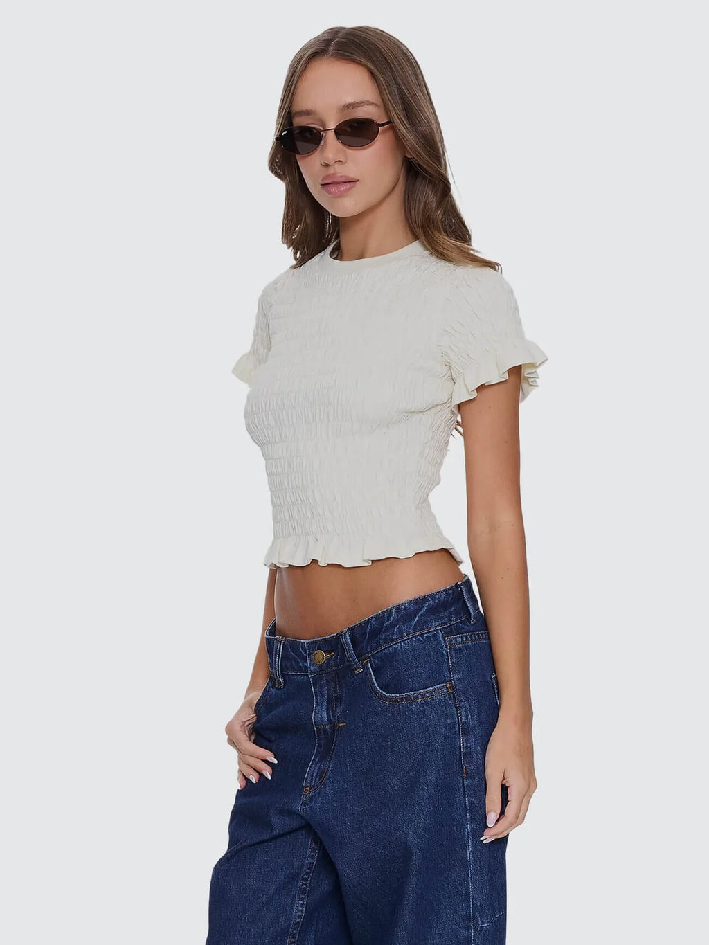 Thrills Against All Odds Shirred Tee Butter Cream