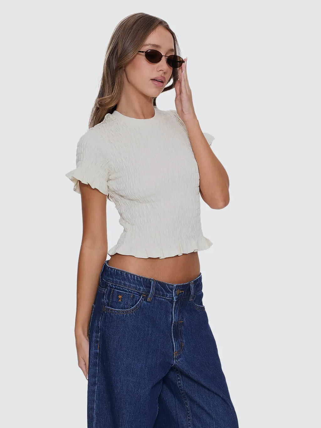 Thrills Against All Odds Shirred Tee Butter Cream