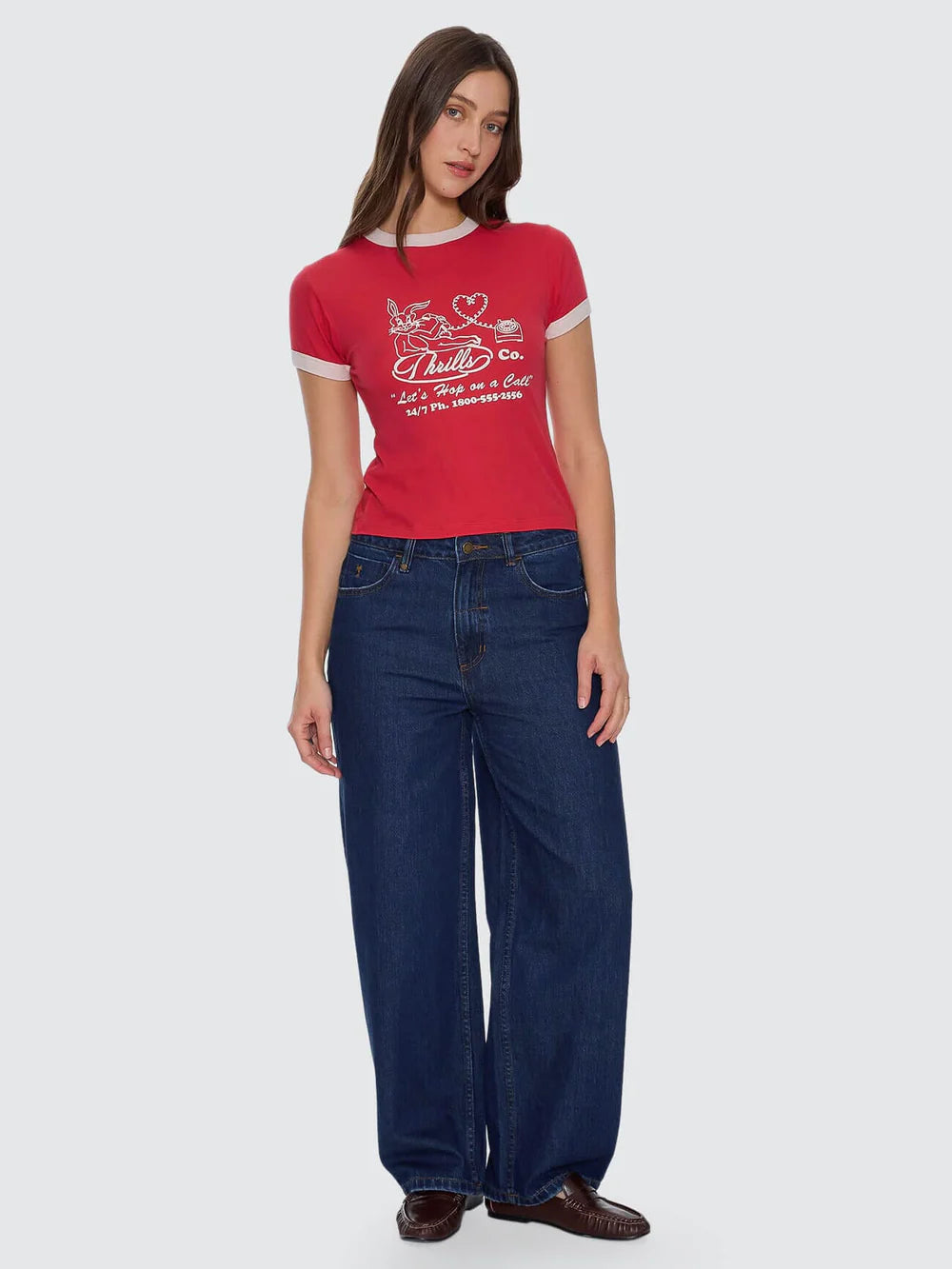 Thrills Hop On A Call Ringer Boy Tee Flame Red