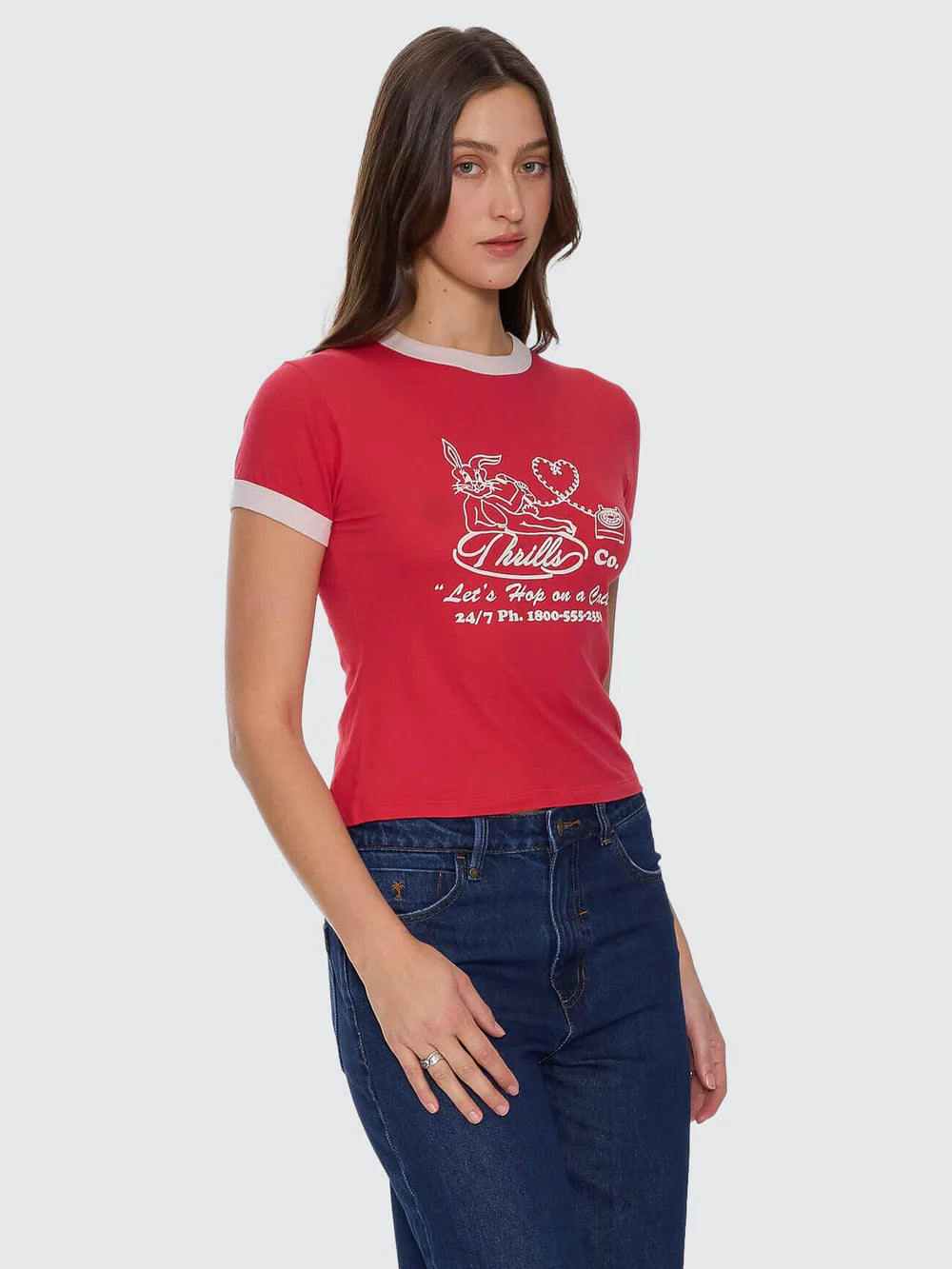 Thrills Hop On A Call Ringer Boy Tee Flame Red