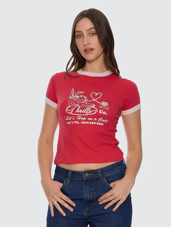 Thrills Hop On A Call Ringer Boy Tee Flame Red