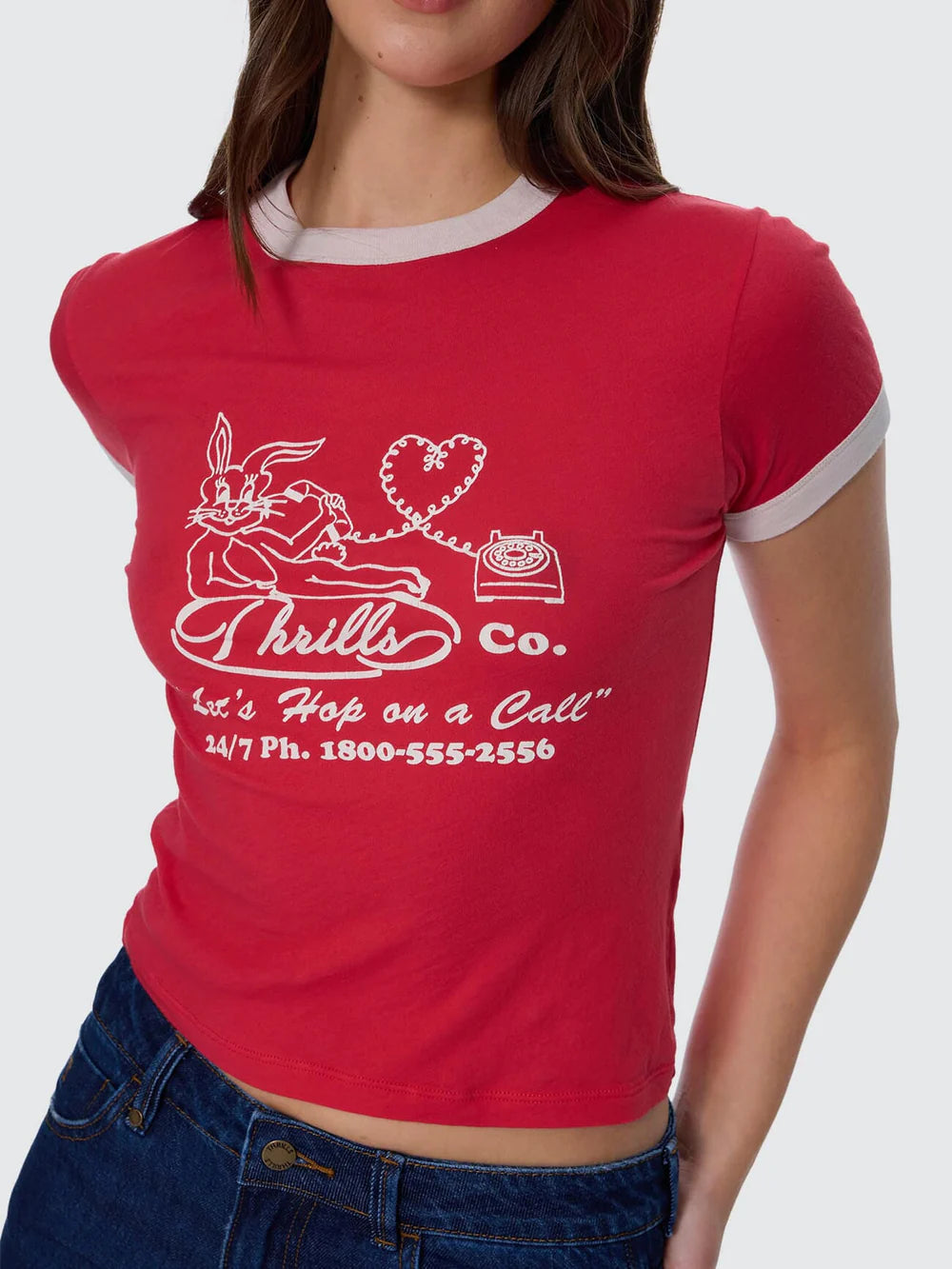 Thrills Hop On A Call Ringer Boy Tee Flame Red