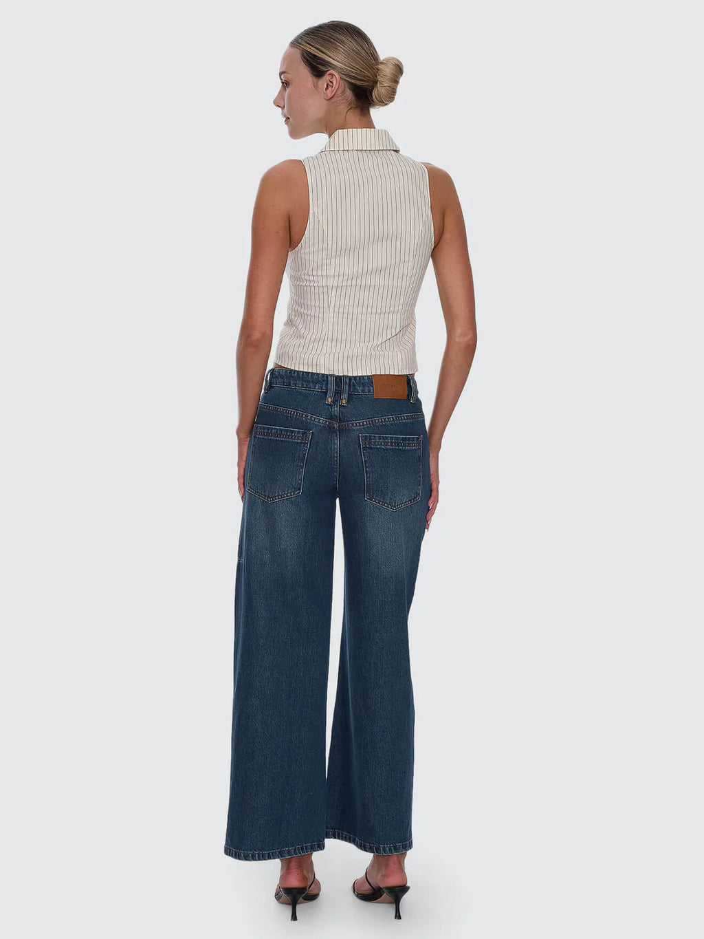 Thrills Andy Zip Sleeveless Shirt Butter Cream Stripe