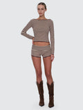 Thrills Mackenzie Knit Booty Short Butter Cream Stripe
