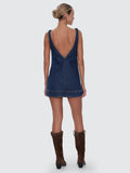 Thrills Luciana Denim Mini Dress Mid Blue