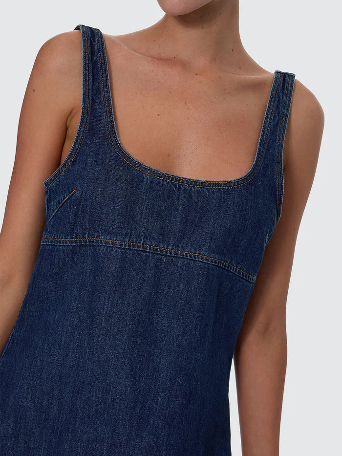 Thrills Luciana Denim Mini Dress Mid Blue