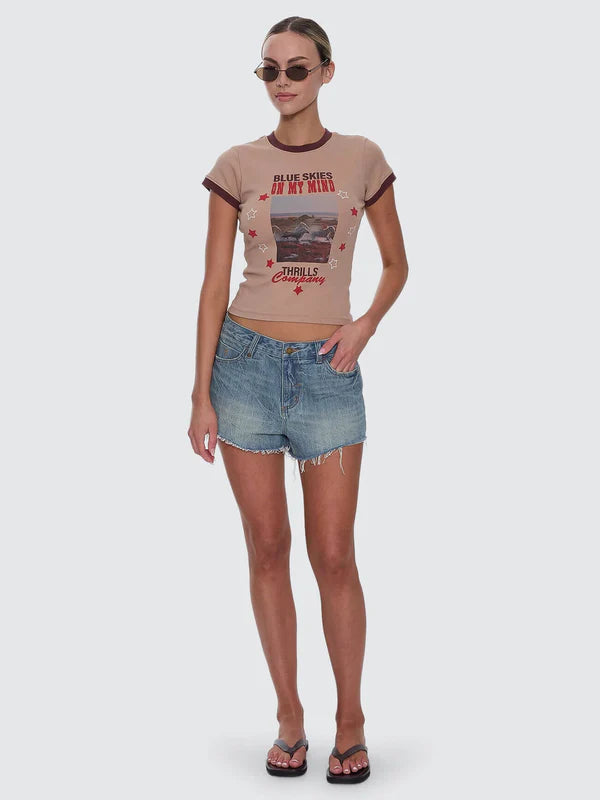 Thrills Lola Low Rise Baggy Short - Dirty Crinkle Blue