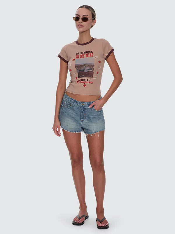 Thrills Lola Low Rise Baggy Short - Dirty Crinkle Blue