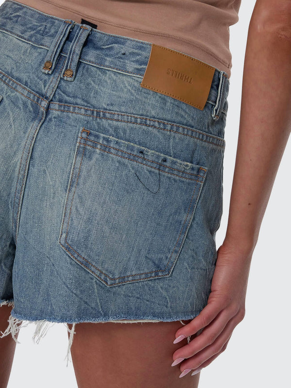 Thrills Lola Low Rise Baggy Short - Dirty Crinkle Blue