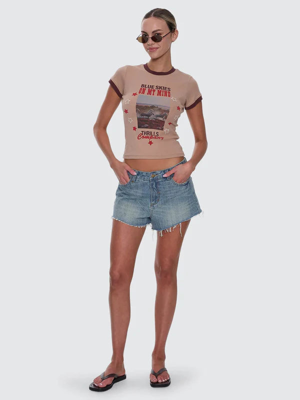 Thrills Lola Low Rise Baggy Short - Dirty Crinkle Blue
